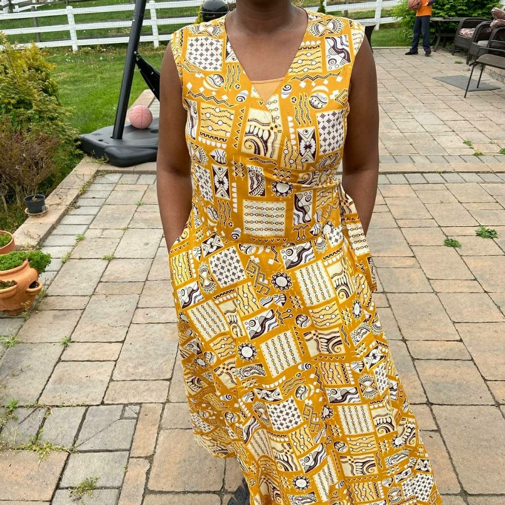 Yellow Ankara wrap dress